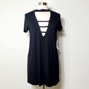 Tobi Black Mini Dress V-Neck Sz S NWT